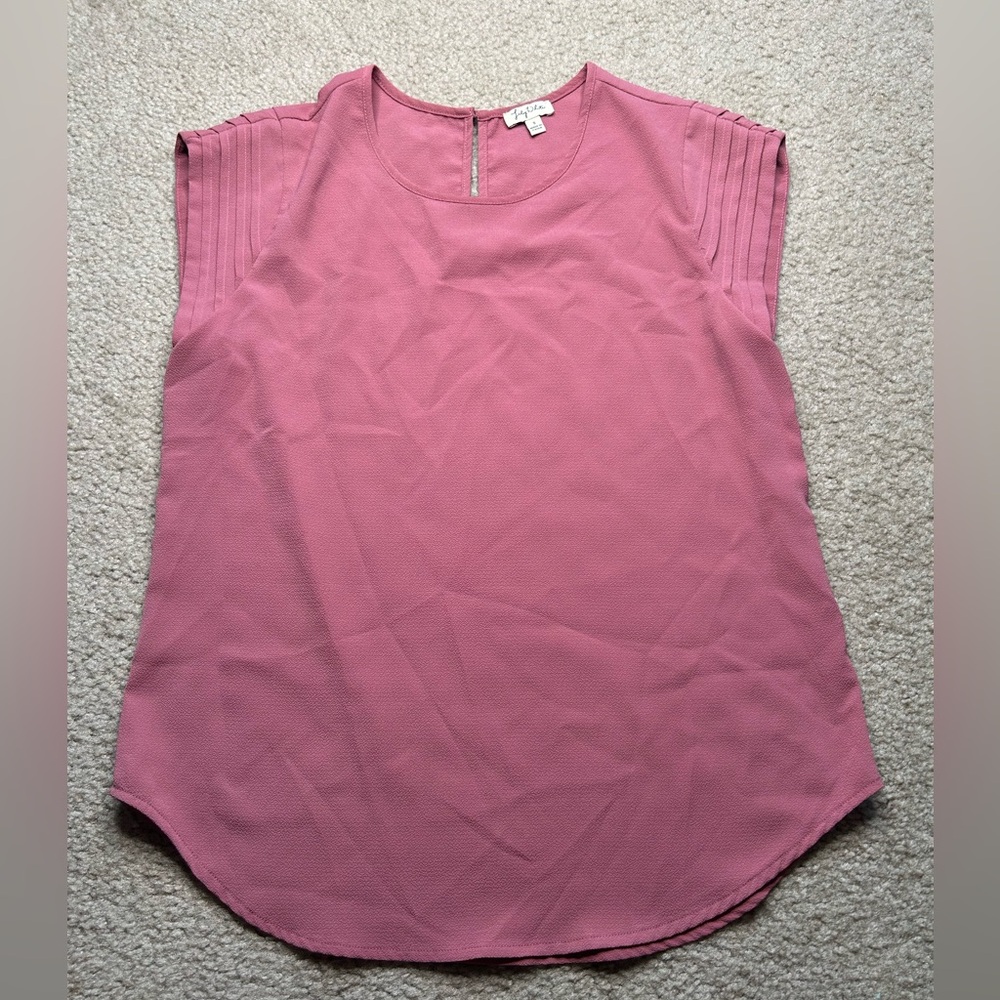 Lily White Pink Short Sleeve Blouse Small